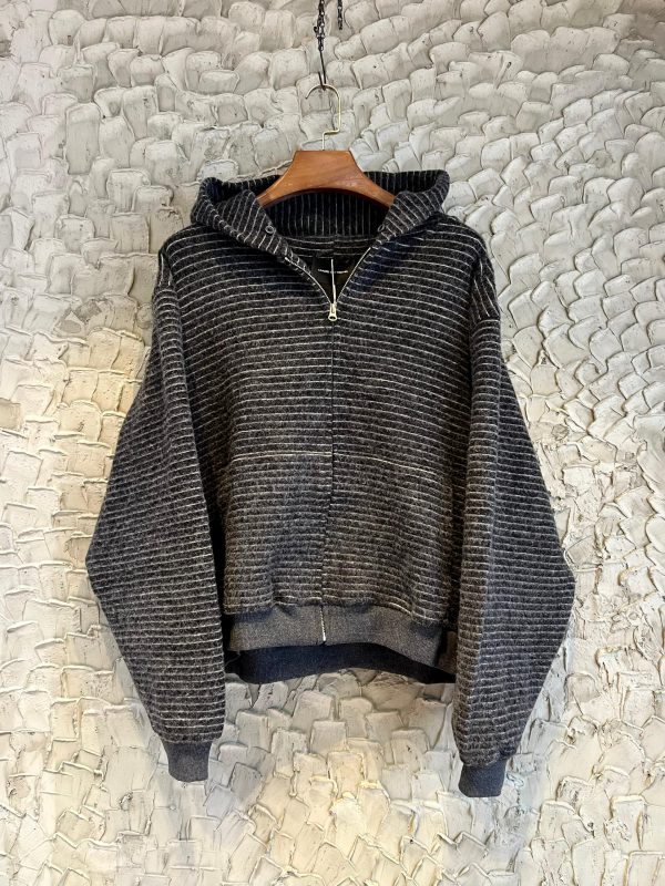 Classic ribbed him stripes zip up